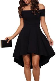 img 4 attached to 👗 Sarin Mathews Women's Off-Shoulder Short Sleeve High-Low Cocktail Skater Dress