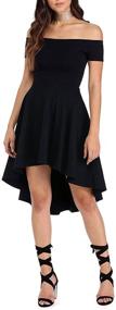 img 3 attached to 👗 Sarin Mathews Women's Off-Shoulder Short Sleeve High-Low Cocktail Skater Dress