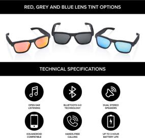 img 3 attached to 🕶️ Inventiv Wireless Bluetooth Audio Sunglasses: Open-Ear Headphones for Music & Hands-Free Calling - Men & Women, Polarized Glasses Lenses (Black Frame/Red Tint)