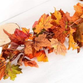 img 1 attached to 3-Pack Artificial Maple Leaf Garland for Fall Decor, Indoor Outdoor Autumn Hanging Fall Leaf Vines for Wedding, Thanksgiving Dinner Party, and More