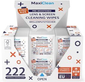 img 3 attached to 👓 MAXI CLEAN Lens Wipes - 222 (5.9X5.5 in / 15X14 cm) Pre-moistened Eyeglass Cleaning Wipes - Glasses and Screen Cleaner for Laptops, Binoculars, Optical Lens, and Watch Screens - Made in Europe