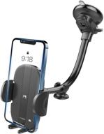 sturdy car phone holder mount with 8.26-inch gooseneck arm | industrial-strength strong suction cup | universal dashboard windshield phone mount for cellphone iphone logo