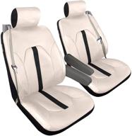 🐼 high-quality giant panda seat covers for chevy silverado, dodge ram, and ford f150: pu leather front seat cover for pickup trucks with built-in seat belts - beige logo