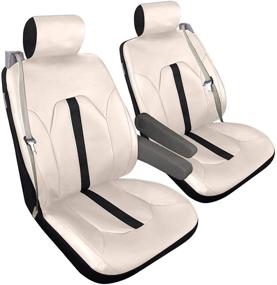 img 2 attached to 🐼 High-Quality GIANT PANDA Seat Covers for Chevy Silverado, Dodge Ram, and Ford F150: PU Leather Front Seat Cover for Pickup Trucks with Built-in Seat Belts - Beige