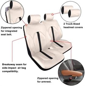 img 1 attached to 🐼 High-Quality GIANT PANDA Seat Covers for Chevy Silverado, Dodge Ram, and Ford F150: PU Leather Front Seat Cover for Pickup Trucks with Built-in Seat Belts - Beige