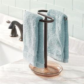 img 3 attached to 🧴 Bronze/Brown 2-Sided mDesign Fingertip Towel Holder Stand with Tray - Perfect for Bathroom Vanity Countertops