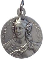 silver tone saint barbara medal - italian-made patroness of firefighters logo