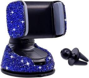 img 4 attached to 💎 Bling Rhinestone Car Stand Phone Holder for Easy View GPS Screen - Luxury Car Windshield Dashboard Mount Compatible with iPhone 6s, 7, 8s, 9, 11, 11Pro, 11Pro Plus (Blue)