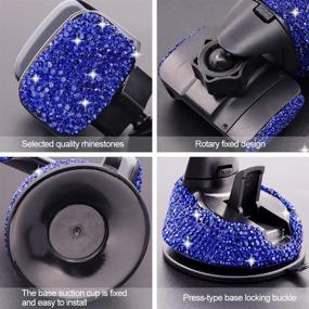 img 1 attached to 💎 Bling Rhinestone Car Stand Phone Holder for Easy View GPS Screen - Luxury Car Windshield Dashboard Mount Compatible with iPhone 6s, 7, 8s, 9, 11, 11Pro, 11Pro Plus (Blue)