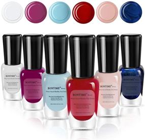 img 4 attached to BONTIME Non-Toxic Nail Polish: Easy Peel Off & Quick Dry Set for Women, Teens, and Kids - Organic Water Based Polish (6 Colors, 0.27 fl oz)