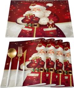 img 4 attached to 🎄 Enhance Your Holiday Décor with Christmas Artwork Store Placemats: Resistant and Festive!