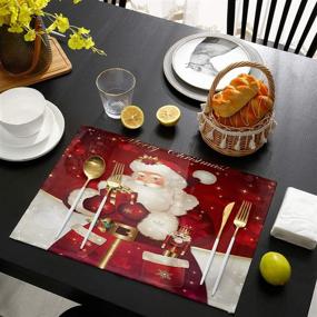 img 1 attached to 🎄 Enhance Your Holiday Décor with Christmas Artwork Store Placemats: Resistant and Festive!