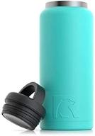 🔵 36 oz rtic bottle in teal - double vacuum insulated stainless steel water bottle - ideal for hot & cold drinks - sweat proof thermos - perfect for travel, hiking, and camping logo