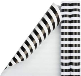img 4 attached to JAM PAPER Striped Gift Wrap - Black & White Wrapping Paper - 50 Sq Ft Total - 2 Rolls/Pack