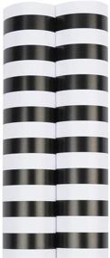 img 2 attached to JAM PAPER Striped Gift Wrap - Black & White Wrapping Paper - 50 Sq Ft Total - 2 Rolls/Pack