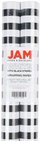 img 1 attached to JAM PAPER Striped Gift Wrap - Black & White Wrapping Paper - 50 Sq Ft Total - 2 Rolls/Pack
