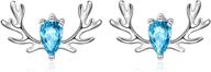 🦌 925 sterling silver cz christmas gift deer stud earrings for women and girls - long way logo