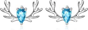 img 4 attached to 🦌 925 Sterling Silver CZ Christmas Gift Deer Stud Earrings for Women and Girls - Long Way