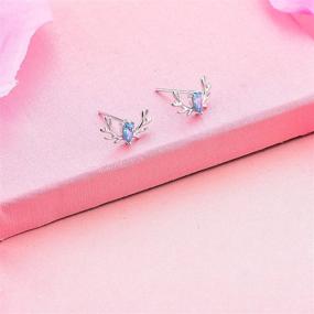 img 2 attached to 🦌 925 Sterling Silver CZ Christmas Gift Deer Stud Earrings for Women and Girls - Long Way