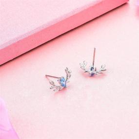 img 1 attached to 🦌 925 Sterling Silver CZ Christmas Gift Deer Stud Earrings for Women and Girls - Long Way