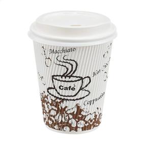 img 4 attached to Amazon Basics 12 oz Café Design Insulated ☕ Ripple Wall Hot Cups with Lids - Pack of 100