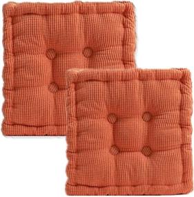 img 3 attached to CHEOALFA 20x20inch Set of 2 Square Tufted Floor Pillows Chair Pads Sofa Cushions - Purple, Ideal for Living Room, Bed, Balcony, Outdoor, Children's Play Area, Car, etc. (Orange)