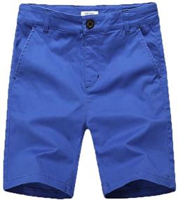 img 4 attached to 🩳 Adjustable Waist Chino Shorts for Boys: Comfortable School Shorts in 6 Vibrant Colors, Sizes 4-14 Years
