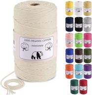 🧶 premium 3mm macrame cord: pandaman, 220 yards of natural cotton soft rope for diy crafts, bohemian dream catchers, wall hangings, and plant hangers - beige logo