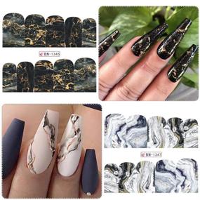 img 3 attached to Exquisite Marble Nail Art Stickers: Full Wraps for Perfect Gradient Manicures - 12 Sheets