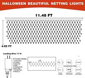 img 3 attached to Dazzle Bright Halloween 360 LED Net Lights: 12FT x 5FT Connectable String Lights for Indoor & Outdoor Decor - 8 Lighting Modes, Perfect Party Carnival Supplies in Vibrant Orange