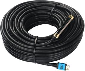 img 1 attached to 🔌 75 Feet HDMI Cable with Signal Booster - SHD 75' HDMI Cord 2.0V for 4K, 3D, 1080P - CL3 Rated In-Wall Installation - Black Cable with Blue Metal Shell