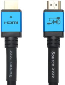 img 2 attached to 🔌 75 Feet HDMI Cable with Signal Booster - SHD 75' HDMI Cord 2.0V for 4K, 3D, 1080P - CL3 Rated In-Wall Installation - Black Cable with Blue Metal Shell