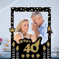 📸 trgowaul 40th birthday selfie photo booth picture frame: glittery decoration for 40 year wedding anniversary & happy birthday party - black and gold photo props with support foam board" logo