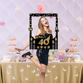 img 1 attached to 📸 Trgowaul 40th Birthday Selfie Photo Booth Picture Frame: Glittery Decoration for 40 Year Wedding Anniversary & Happy Birthday Party - Black and Gold Photo Props with Support Foam Board"