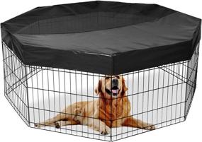 img 4 attached to 🐶 GORUTIN Dog Playpen Mesh Top Cover - Protects Dogs from Sun and Rain, Prevents Escape - Shaded Indoor/Outdoor Area - Fits 24 Inch 8 Panels Playpen (Top Cover Only!)