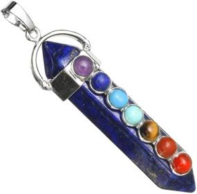 img 3 attached to BEADNOVA 7 Chakra Gemstones Necklace Hexagonal Healing Point Crystal Pendant Necklace with Stainless Steel Chain, 18 inches