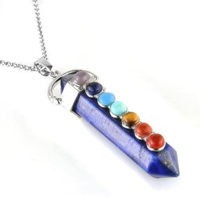 img 2 attached to BEADNOVA 7 Chakra Gemstones Necklace Hexagonal Healing Point Crystal Pendant Necklace with Stainless Steel Chain, 18 inches