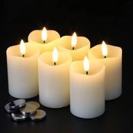 🕯️ eywamage timer flameless votive candles: set of 6, flickering small led pillar candles for christmas home decor - ivory, batteries included! логотип