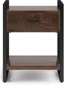 img 1 attached to 🏞️ Simplihome Riverside: Modern Industrial End Side Table - 20 inch Wide Rectangle, Solid Mango Wood and Metal, Dark Cognac Brown Finish for Living Room and Bedroom