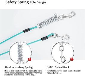 img 3 attached to 🐾 AMOFY 30ft Shock Absorbing Spring Dog Tie Out Cable for Medium to Large Dogs – Ideal for Outdoor Courtyard, Lawn Yard, Beach, Camping