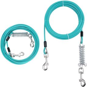 img 4 attached to 🐾 AMOFY 30ft Shock Absorbing Spring Dog Tie Out Cable for Medium to Large Dogs – Ideal for Outdoor Courtyard, Lawn Yard, Beach, Camping