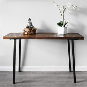 img 1 attached to 🪑 WELLAND Solid Wood Console Table,47-inch Kitchen Pub Dining Coffee Table High Writing Computer Table,for Narrow Space, Living Room, Dining Room-Sturdy Metal Frame