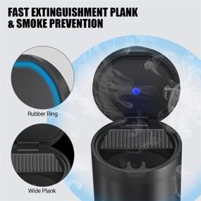 img 1 attached to 🚬 THIKPO Car Ashtray: Portable Stainless Steel Smokeless Ash Tray with Lid and LED Blue Light - Windproof for Outdoor Travel and Home Use