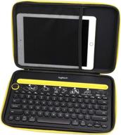 🔒 protective hard case for logitech k480 bluetooth multi-device keyboard - black with yellow zipper логотип