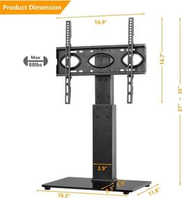 img 2 attached to 📺 5Rcom Universal Swivel Tabletop TV Stand with Mount - Fits 37-70inch Flat or Curved Screen TVs, Height Adjustable, Tempered Glass Base, VESA 400x400mm