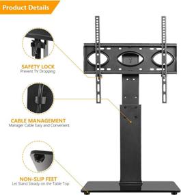 img 1 attached to 📺 5Rcom Universal Swivel Tabletop TV Stand with Mount - Fits 37-70inch Flat or Curved Screen TVs, Height Adjustable, Tempered Glass Base, VESA 400x400mm