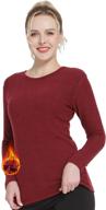 women's fleece lined shirt - mancyfit thermal top, long sleeve base layer with v neck logo