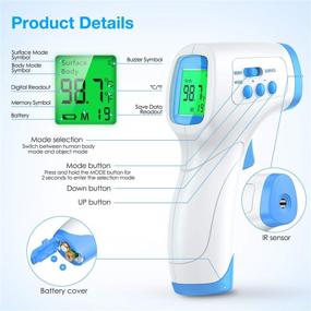 img 2 attached to 🌡️ IDOIT Infrared Forehead Thermometer: No-Touch Digital Infrared for Accurate Readings, Fever Alarm, Memory Function – Perfect for Adults, Kids, and Babies!