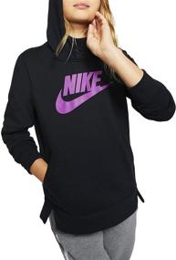 img 3 attached to 👚 Стильный худи Nike Pullover цвета карбона для девочек: комфортная и модная одежда