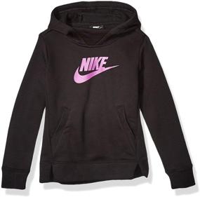 img 4 attached to 👚 Стильный худи Nike Pullover цвета карбона для девочек: комфортная и модная одежда